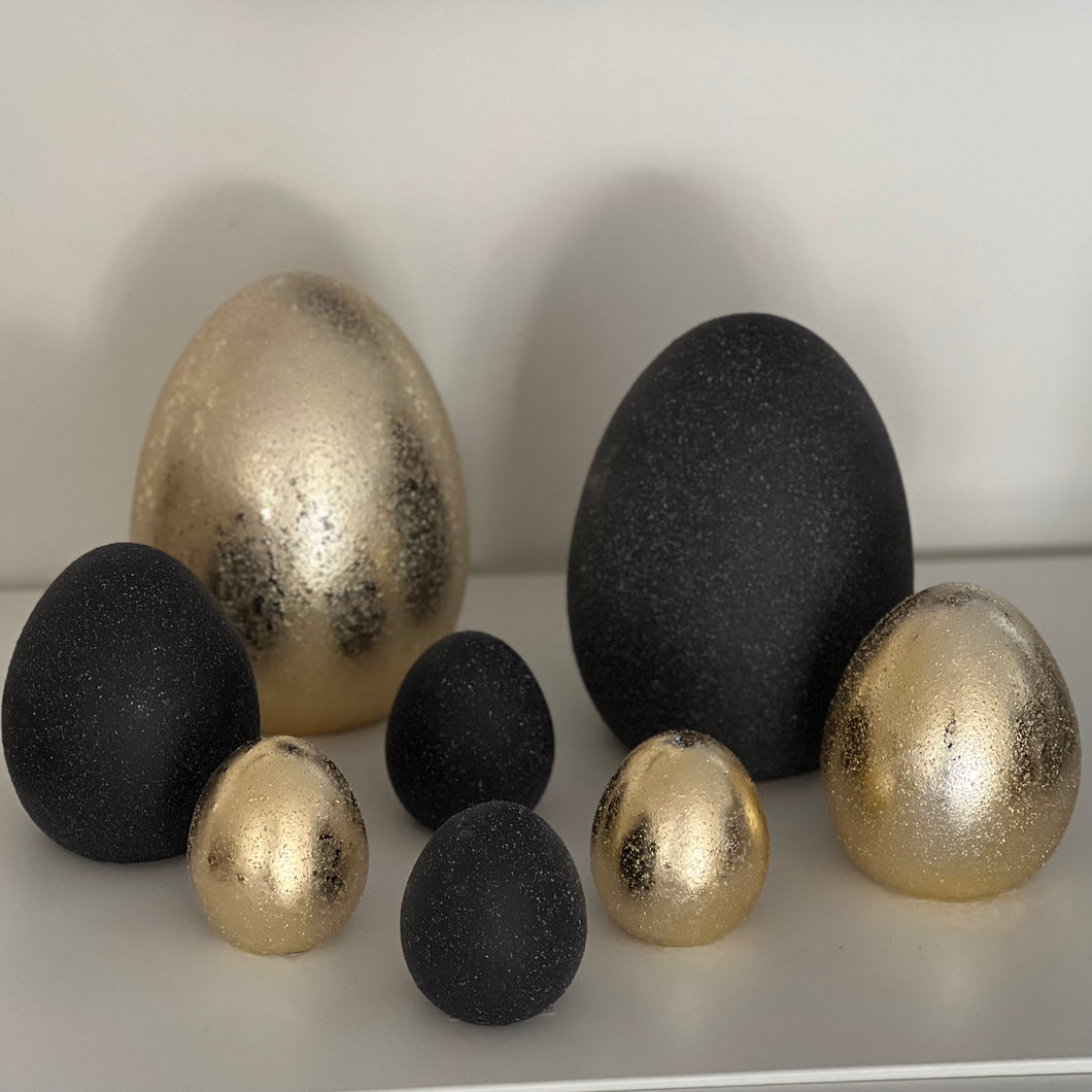 Keramik Ei zum Stellen | Schwarz/Gold