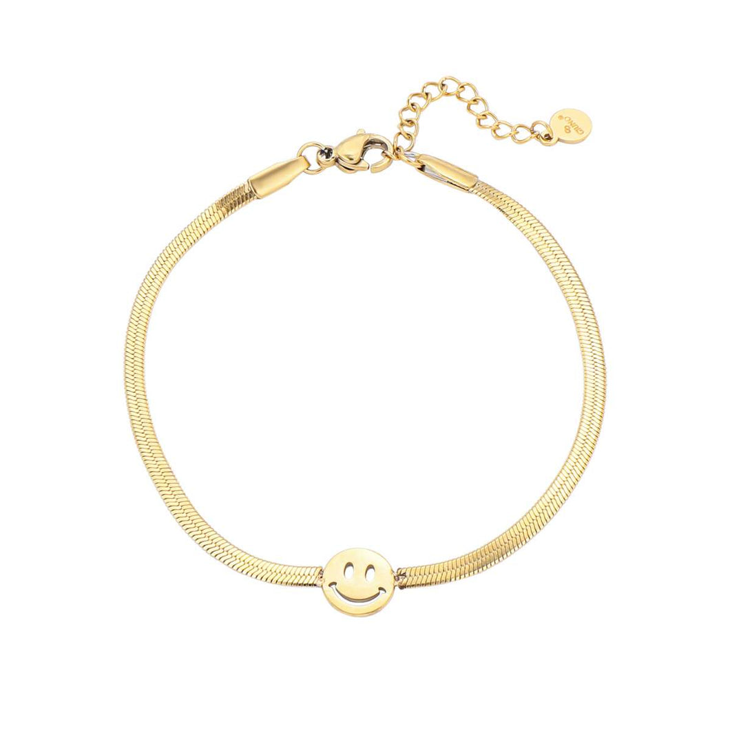Edelstahl Armband mit Smiley Gold | Silber